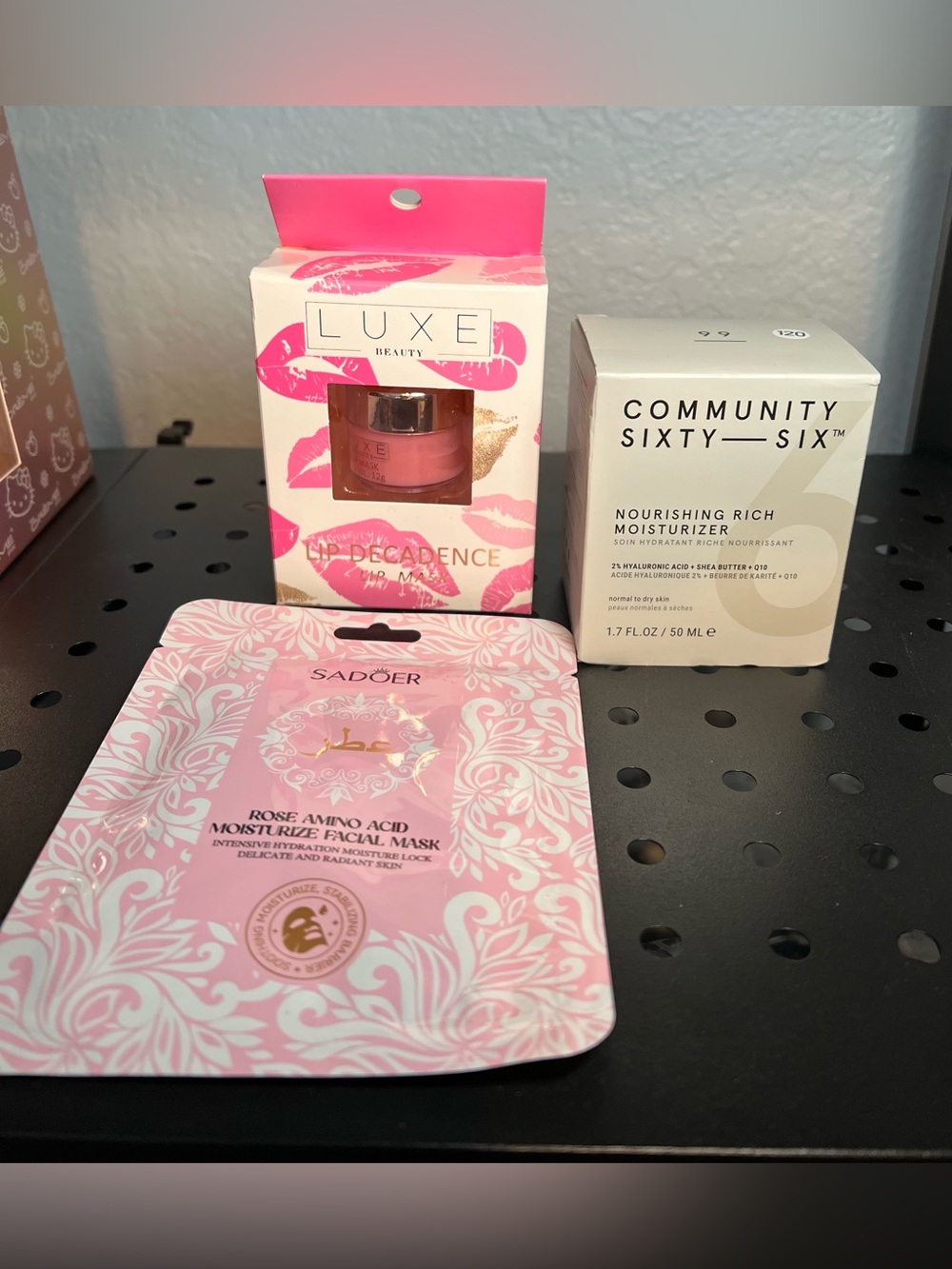 Community Sixty-Six Nourishing Moisturizer, Lip Mask and Sadoer Rose Face Mask